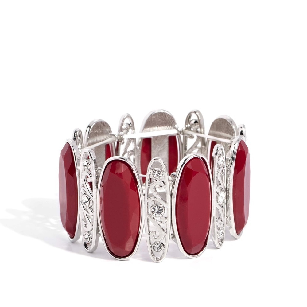 Stunning Ruby Red Silver & Rhinestone Bracelet